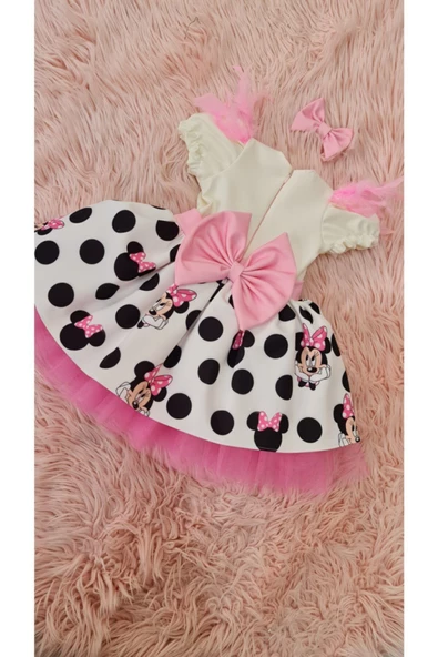Kız Çocuk Mickey (miki) Mouse Kabarık Pembe Tüllü Elbise - 3