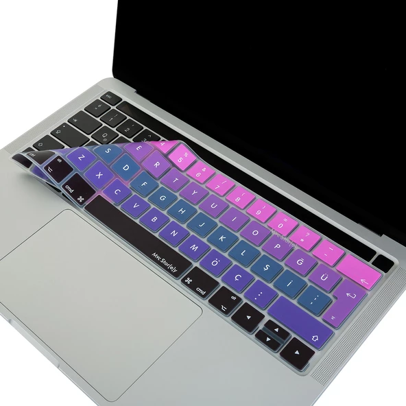 Macbook Pro Klavye Koruyucu (Türkçe Q) 13inç A1706 A1989 A2159-15inç A1707 A1990 ile Uyumlu Ombre - 5