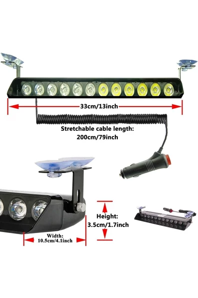 Teknotik Araç Içi Vantuzlu Kırmızı Mavi Çakar Led Lamba 12 Ledli - Resim 5