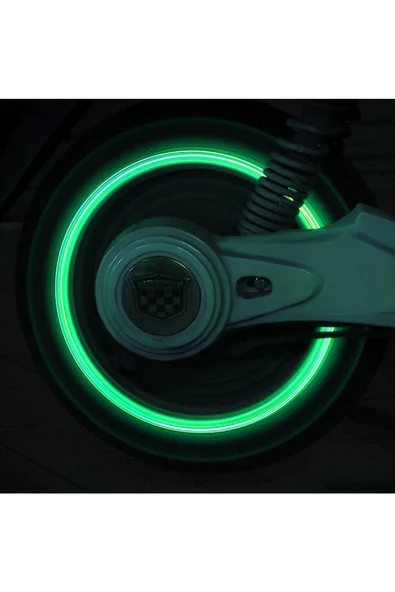 Teknotik Fosforlu Floresan Led Yeşil Pilsiz Araba Motorsiklet Lastik Sibop Kapaği (2 Adet) - 2