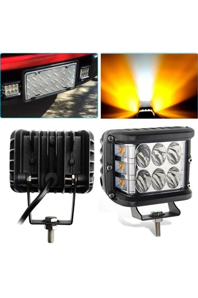 Teknotik 3 Mod Beyaz Turuncu Flaşlı 45W 12 LED Off Road Lambası Delici Yayıcı Motosiklet Sis Farı 1Adet