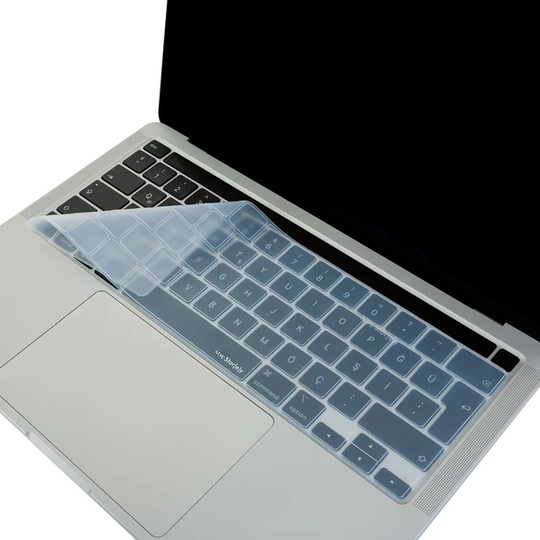 MacBook Pro Klavye Koruyucu Türkçe Q Silikon 13-15 inç Touch Bar Ultra İnce Yıkanabilir Kapak - 4