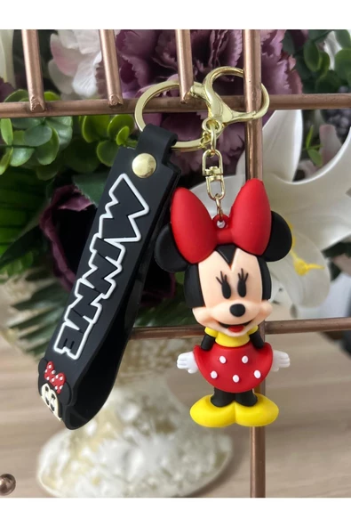 Teknotik Büyük Boy Minnie 3D Mickey Mouse Silikon Anahtarlık Cüzdan Çanta Aksesuarı 1 Adet