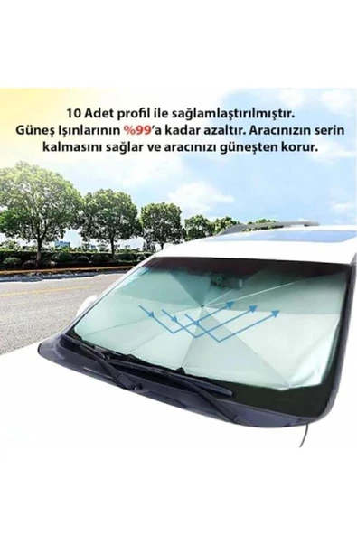 Teknotik Araba Güneş Gölge Koruyucu Şemsiye Oto Ön Cam GÜNEŞLIK - 2