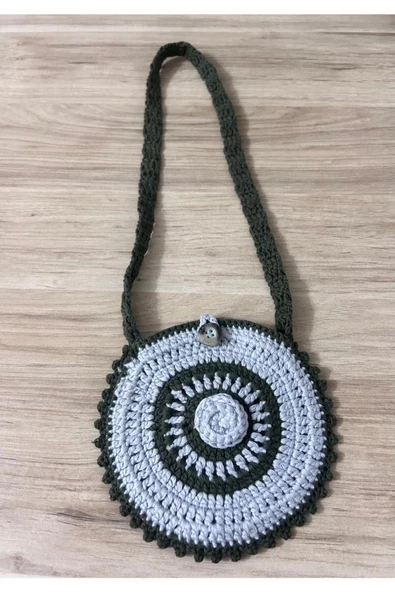 Teknotik El Örgüsü Kız Çocuk Çantası Yeşil Gri - 3