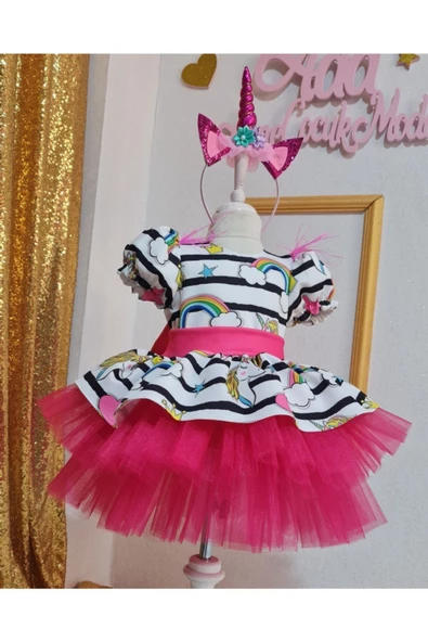 Kız Çocuk Unicorn My Little Pony Tüllü Kabarık Elbise - 5