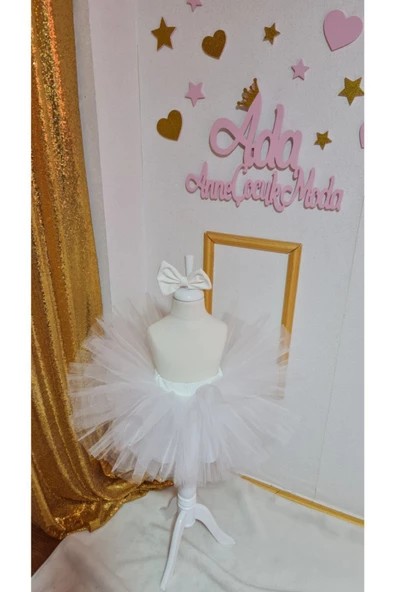 Kız Çocuk Beyaz Kabarık Tütü Etek - Resim 3