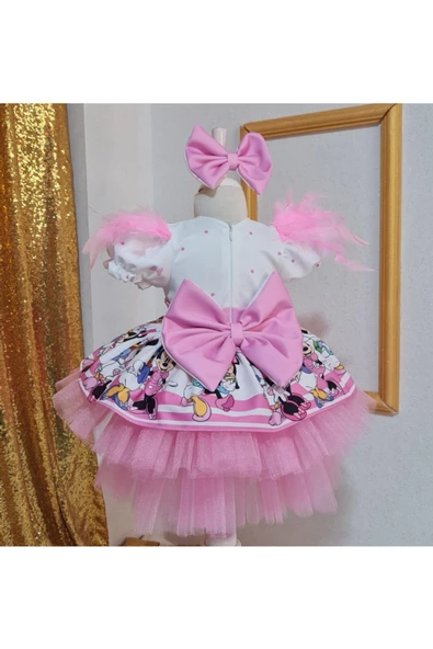 Kız Çocuk Minnie Miki Mouse Tüllü Kabarık Elbise - 5