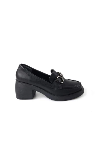 Papuçccity Fendii 03038 Kadın Günlük Topuklu Loafer Ayakkabı - 2