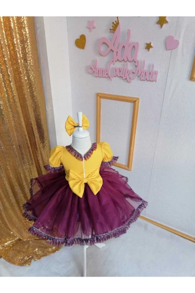 Kız Çocuk Mor Tüllü Kabarık Tasarım Abiye Elbise - 2