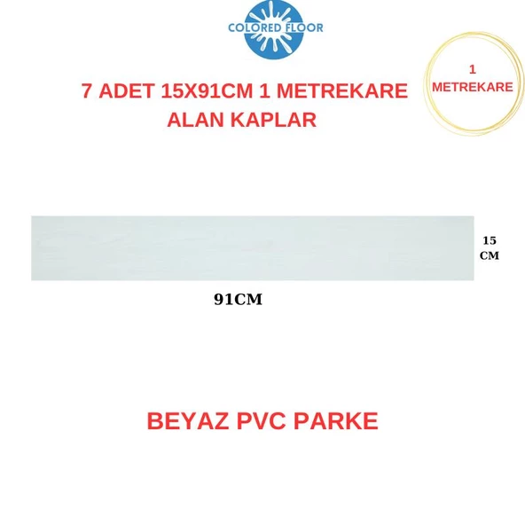 Renkli Duvarlar Yapışkanlı Beyaz PVC Floor Esnek Zemin Yer Döşeme Parkesi Salon Ofis Otel Karavan Parke-P12 - 2
