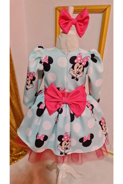 Kız Çocuk Minnie Mickey Mouse Desenli Tüllü Kabarık Elbise - 2