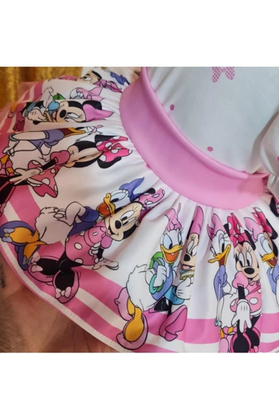Kız Çocuk Minnie Miki Mouse Tüllü Kabarık Elbise - 7