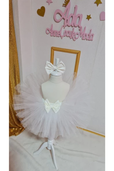 Kız Çocuk Beyaz Kabarık Tütü Etek - Resim 2