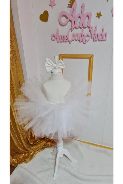 Kız Çocuk Beyaz Kabarık Tütü Etek - Resim 4