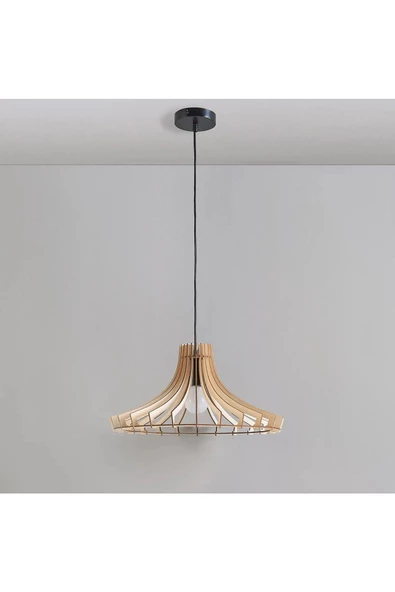 hü ma tasarım ve aksesuarWindy Modern Tasarım Doğal Ahşap Mdf 3d Lazer Kesim Rustik Salon Avize - 4