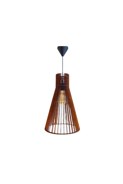 hü ma tasarım ve aksesuarModern Tasarım Konik Doğal Ahşap Mdf 3d Lazer Kesim Rustik Salon Avize