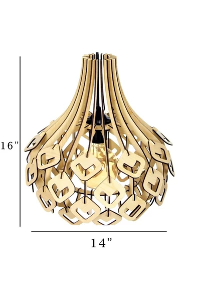 hü ma tasarım ve aksesuarV Kare Aydınlatma Modern Tasarım Globe Küre Doğal Ahşap Mdf 3d Lazer Kesim Rustik Salon Avize - Resim 5