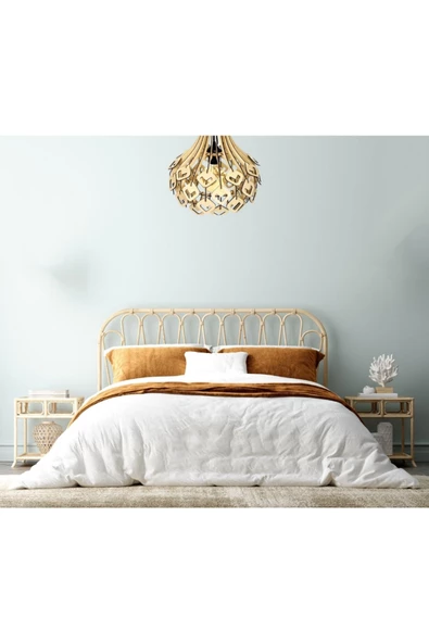 hü ma tasarım ve aksesuarV Kare Aydınlatma Modern Tasarım Globe Küre Doğal Ahşap Mdf 3d Lazer Kesim Rustik Salon Avize - Resim 3