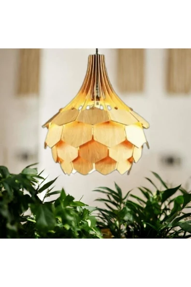 hü ma tasarım ve aksesuarPalmiye Modern Aydınlatma Tasarım Globe Küre Doğal Ahşap Mdf 3d Lazer Kesim Rustik Salon Avize