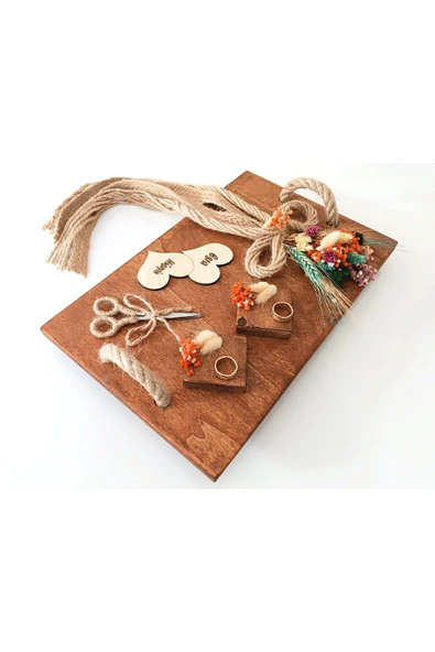 hü ma tasarım ve aksesuarKişiselleştirilebilir Isme Özel Retro Rustik Ahşap Eskitme Söz Nişan Kahve Sunum Damat Tepsisi - 2