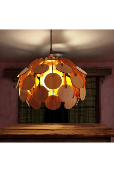 hü ma tasarım ve aksesuarCircle Modern Aydınlatma Tasarım Globe Küre Doğal Ahşap Mdf 3d Lazer Kesim Rustik Salon Avize Aplik