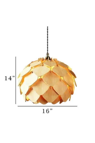 hü ma tasarım ve aksesuarCircle Küre Doğal Ahşap Mdf 3d Lazer Kesim Rustik Salon Avize Modern Aydınlatma - 5
