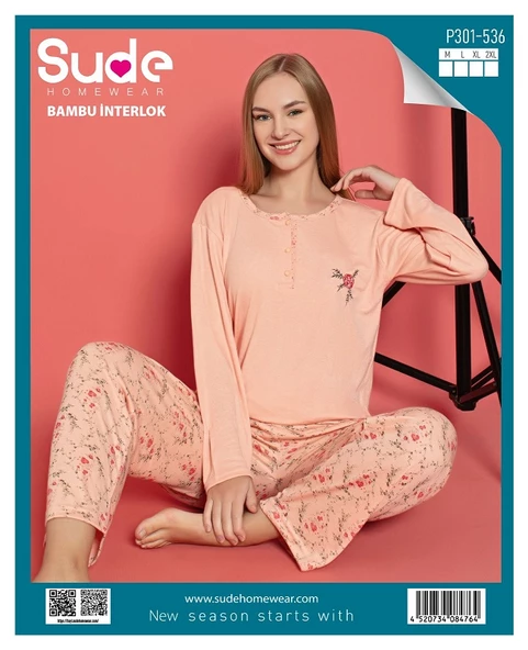 SUDE P-301-536 BAYAN BAMBU GENÇ İNTERLOK PİJAMA TAKIMI