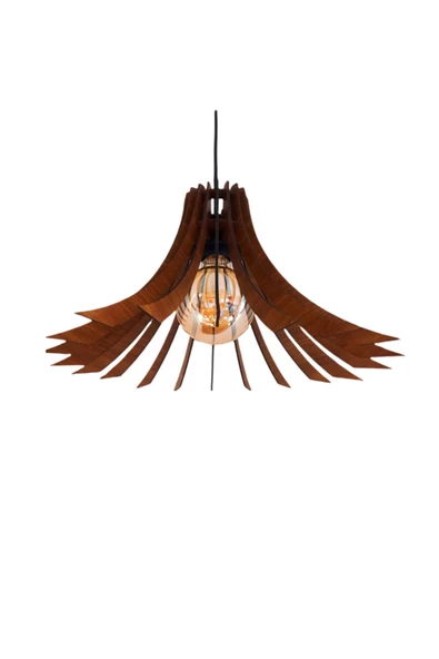 hü ma tasarım ve aksesuarKirpi Modern Tasarım Doğal Ahşap Mdf 3d Lazer Kesim Rustik Salon Avize