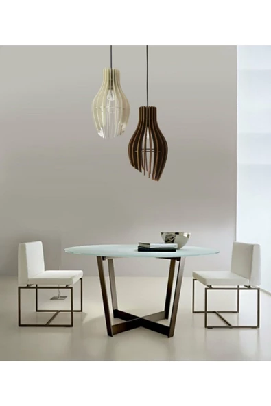 HÜMADecarthuma Doğal Ahşap Tekli Rustik Salon Avize - 3