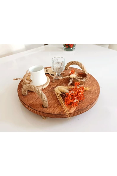 hü ma tasarım ve aksesuarKişiselleştirilebilir İsme Özel Retro Rustik Ahşap Eskitme Söz Nişan Kahve Sunum Damat Kahve Tepsisi - 3