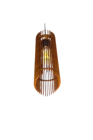 hü ma tasarım ve aksesuarModern Tasarım Tornado Doğal Ahşap Mdf Lazer Kesim Rustik Salon Avize - 2