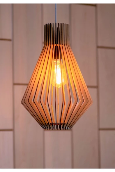 hü ma tasarım ve aksesuarModern Tasarım Oval Doğal Ahşap Mdf 3d Rustik Salon Avize