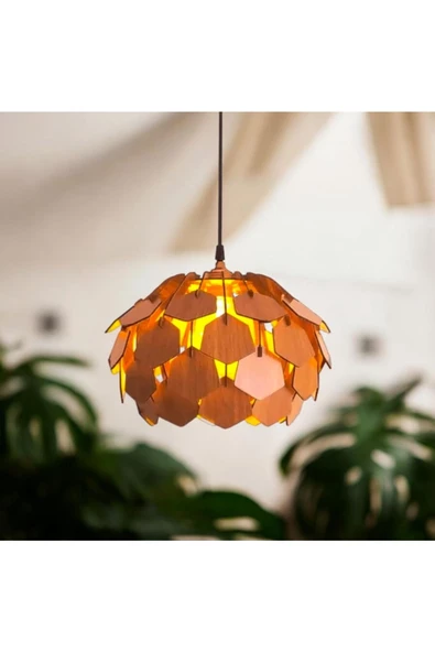hü ma tasarım ve aksesuarCircle Modern Aydınlatma Tasarım Globe Küre Doğal Ahşap Mdf 3d Lazer Kesim Rustik Salon Avize Aplik