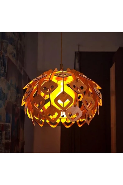 hü ma tasarım ve aksesuarCircle Modern Aydınlatma Tasarım Globe Küre Doğal Ahşap Mdf 3d Lazer Kesim Rustik Salon Avize Aplik