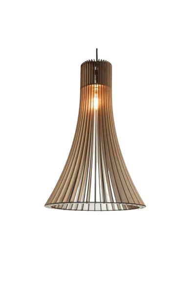 hü ma tasarım ve aksesuarModern Tasarım Konik Doğal Ahşap Mdf 3d Lazer Kesim Rustik Salon Avize