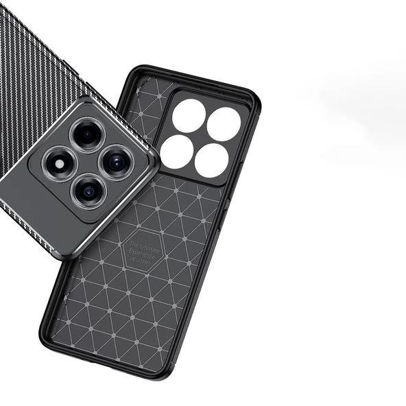 Xiaomi 14T Pro Kılıf Redclick Negro Karbon Görünüm Silikon Kapak - Resim 4