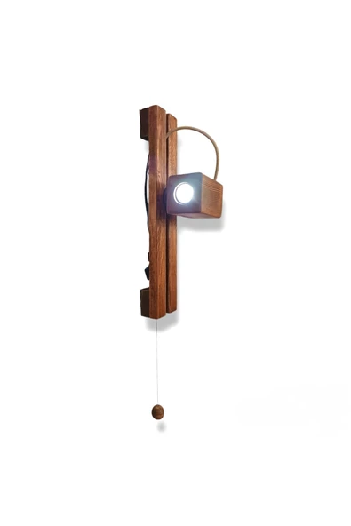 hü ma tasarım ve aksesuarDönerli Ayarlanabilir Led Aplik Doğal Ahşap Rustik Salon Duvar Aplik Kütük Avize 220 V Ampul Dahil - 4