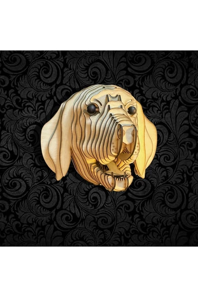 hü ma tasarım ve aksesuarKelb Köpek Kafası Doğal Ahşap Lazer Kesim Rustik Salon Aplik Duvar Dekoru 3D Tablo Pano (Peri LEDli) - 2