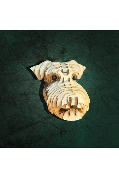 hü ma tasarım ve aksesuarKelb Köpek Kafası Doğal Ahşap Lazer Kesim Rustik Salon Aplik Duvar Dekoru 3D Tablo Pano (Peri LEDli) - 2