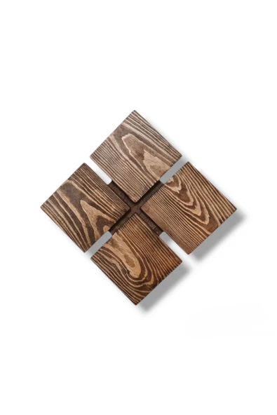 hü ma tasarım ve aksesuarYansıtma Tasarımlı Led Aplik Doğal Ahşap Kare Rustik Salon Duvar Aplik Kütük Aplik 220 V - Resim 2