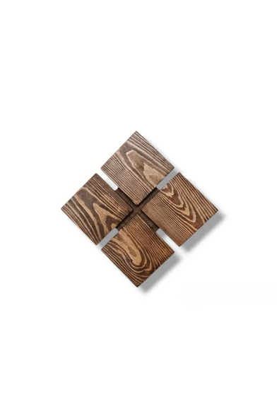 hü ma tasarım ve aksesuarYansıtma Tasarımlı Led Aplik Doğal Ahşap Kare Rustik Salon Duvar Aplik Kütük Aplik 220 V - Resim 4