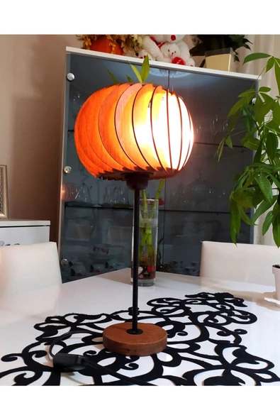hü ma tasarım ve aksesuarSalon Yatak Yemek Odası Için Şamdan Doğal Ahşap Mdf 3d Abajur - Masa / Gece Lamba - 3