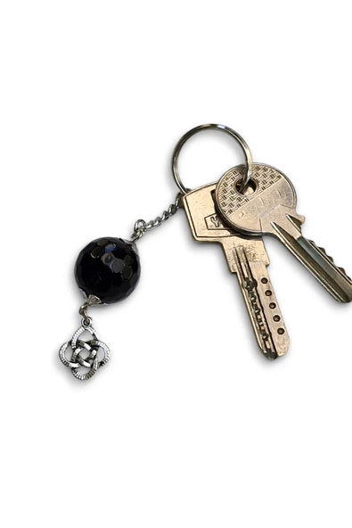 Siyah Oniks Taşı Anahtarlık 465-3 - 2