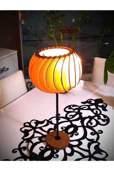hü ma tasarım ve aksesuarSalon Yatak Yemek Odası Için Şamdan Doğal Ahşap Mdf 3d Abajur - Masa / Gece Lamba