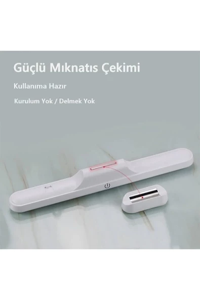 hü ma tasarım ve aksesuarMutfak Tezgah Dolap İçin Şarjlı Led Işık Usb Şarjlı Kablosuz Mıknatıslı Led Lamba 3 Farklı Işık Renk - 4