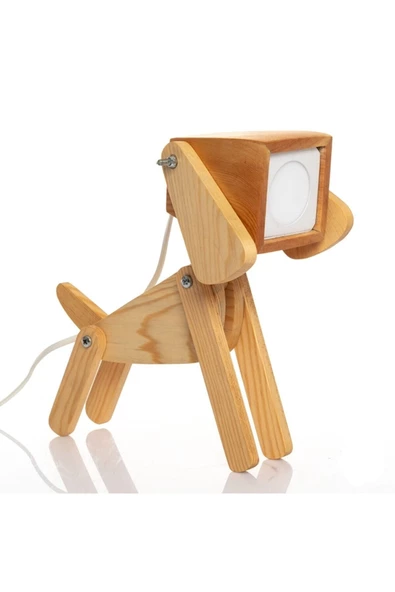 hü ma tasarım ve aksesuarÇocuk Genç Odası Için Köpek Doğal Ahşap 3d Puzzle Abajur - Masa Lambası - Gece Lambası