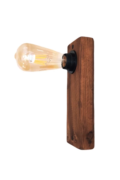 hü ma tasarım ve aksesuarDoğal Ahşap Edison Rustik Salon Duvar Aplik Kütük Aplik Avize 40 cm - 3