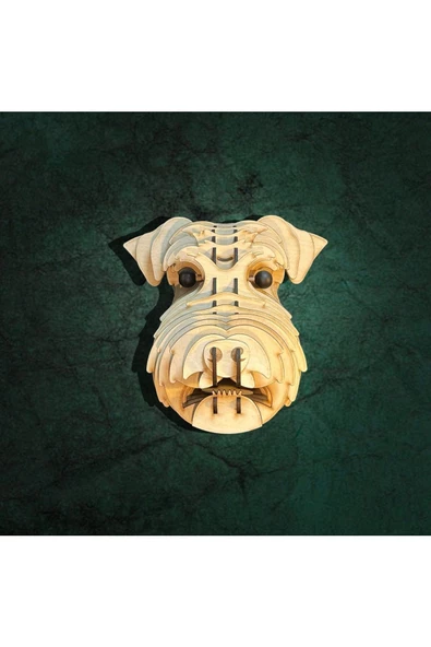 hü ma tasarım ve aksesuarKelb Köpek Kafası Doğal Ahşap Lazer Kesim Rustik Salon Aplik Duvar Dekoru 3D Tablo Pano (Peri LEDli)