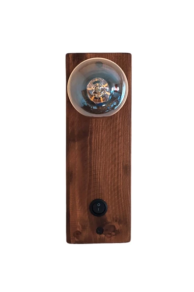 hü ma tasarım ve aksesuarAçma Kapama Butonlu Doğal Ahşap Edison Rustik Salon Duvar Aplik Kütük Aplik Avize 25 cm - 2